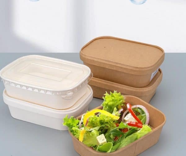 580ml 750ml 880ml 1000ml rectangle kraft paper bowls with lids