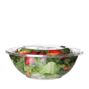 32oz pla clear round salad bowl with lids