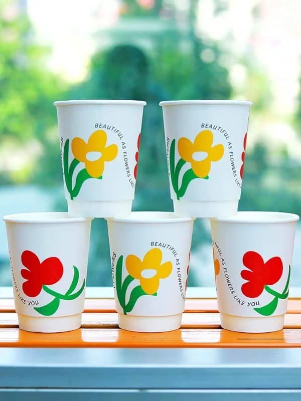 12oz double wall single use paper cups