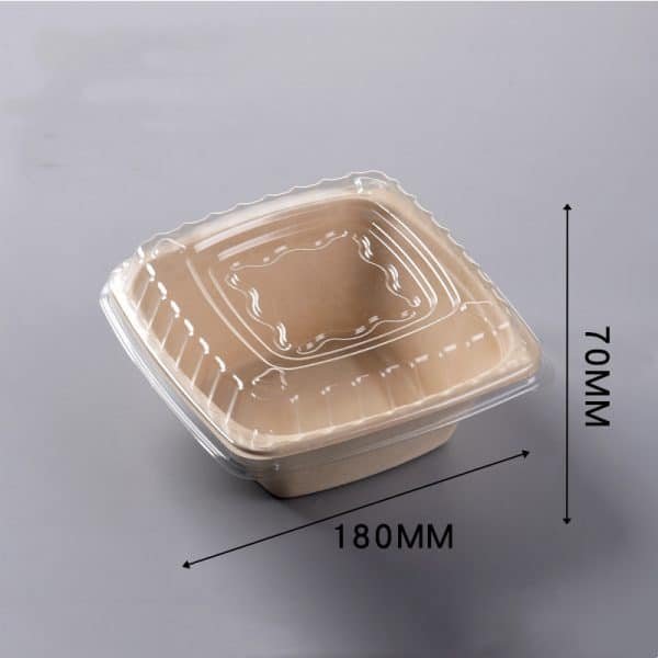 square bagasse bowl heavy duty with lid or pet lid (复制)