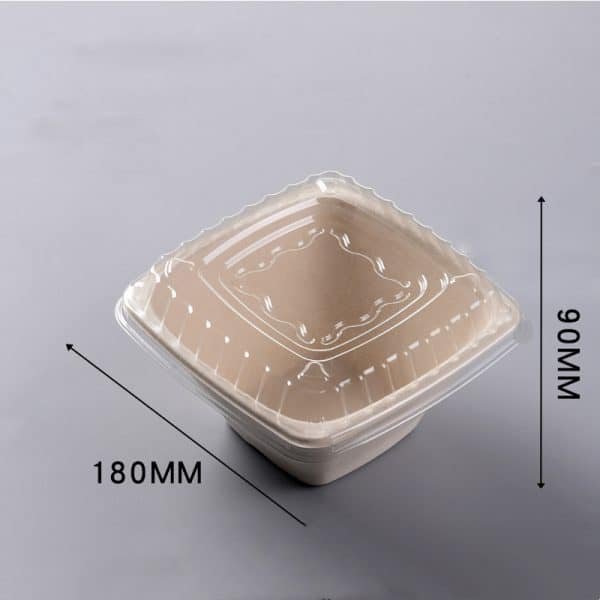 square bagasse bowl heavy duty with lid or pet lid (复制)