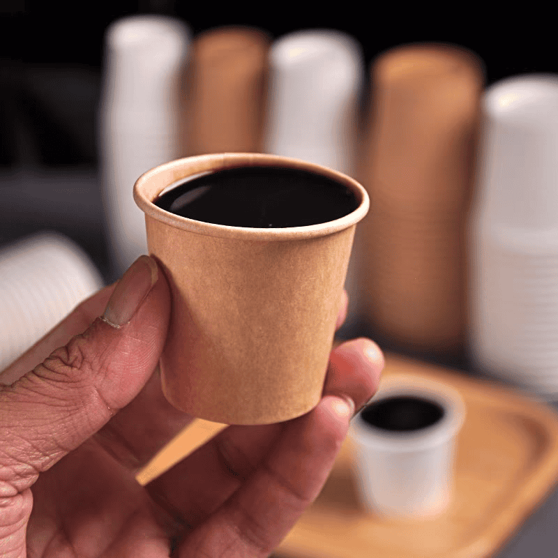 1.5oz kraft paper cup with coffee