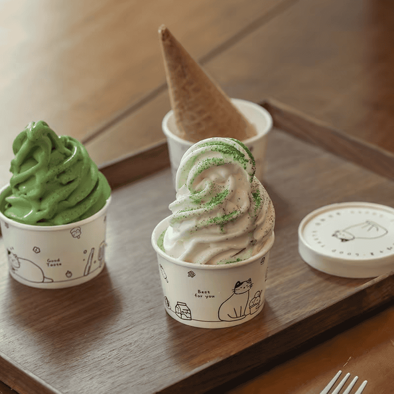 4oz ice cream container printed with logo